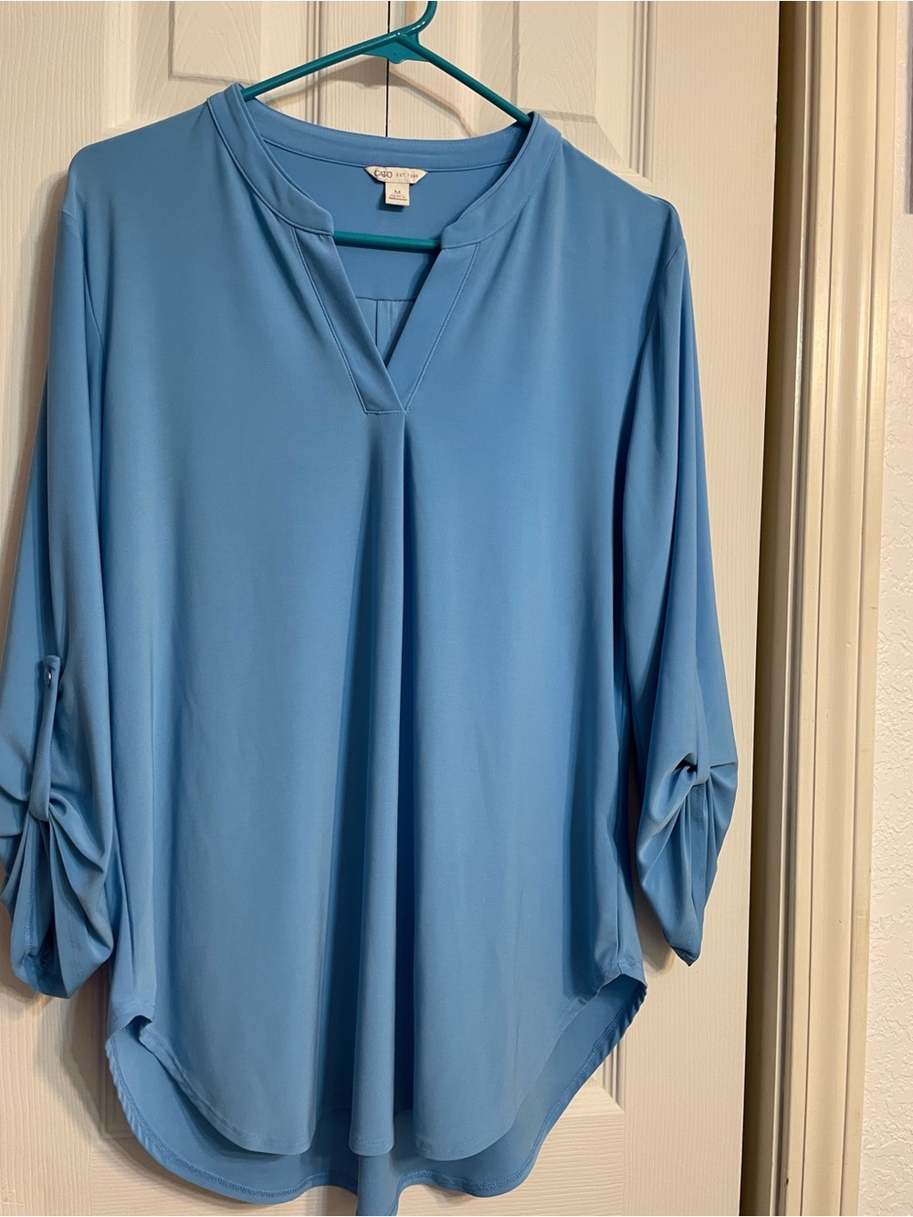 Cato Sky Blue Split V-Neck Tunic Blouse